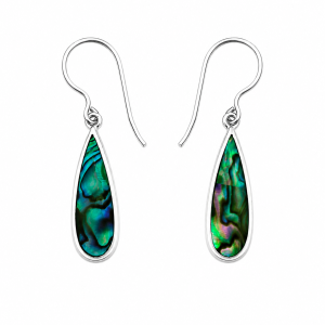 Fashion 23988-SP<br>ACOMO FASHION earring ABALONE long tear drop - SILVER PLATED over brass