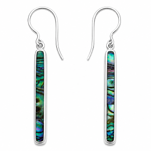 Fashion 23995-SP<br>ACOMO FASHION earring long rectangle 35x4mm ABALONE - SILVER PLATED over brass