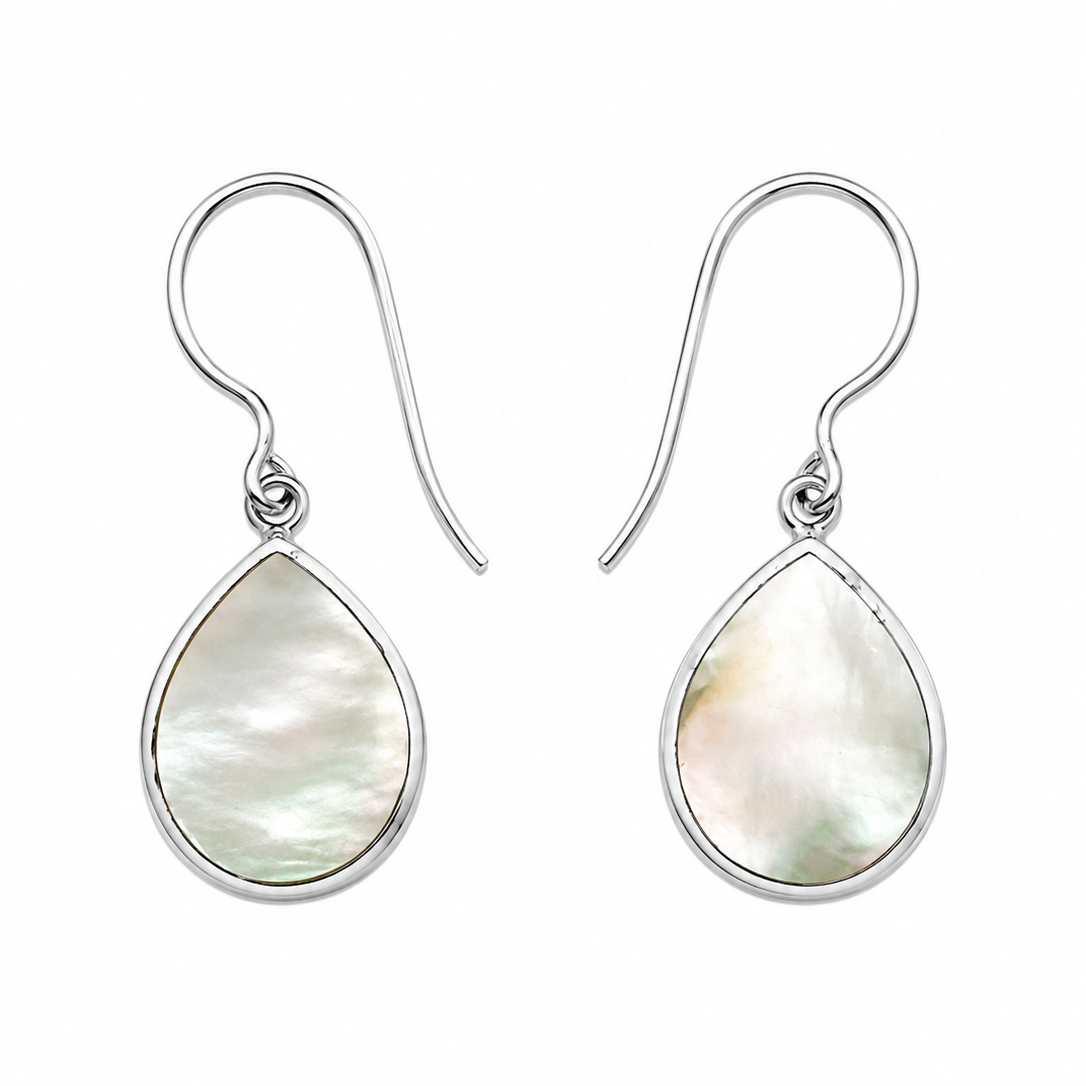 Fashion 23998-SP<br>ACOMO FASHIONearring teardrop white MOP - SILVER PLATED over brass - Image 1