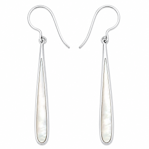 Fashion 24041-SP<br>ACOMO FASHION earring long drop white shell - SILVER PLATED over brass