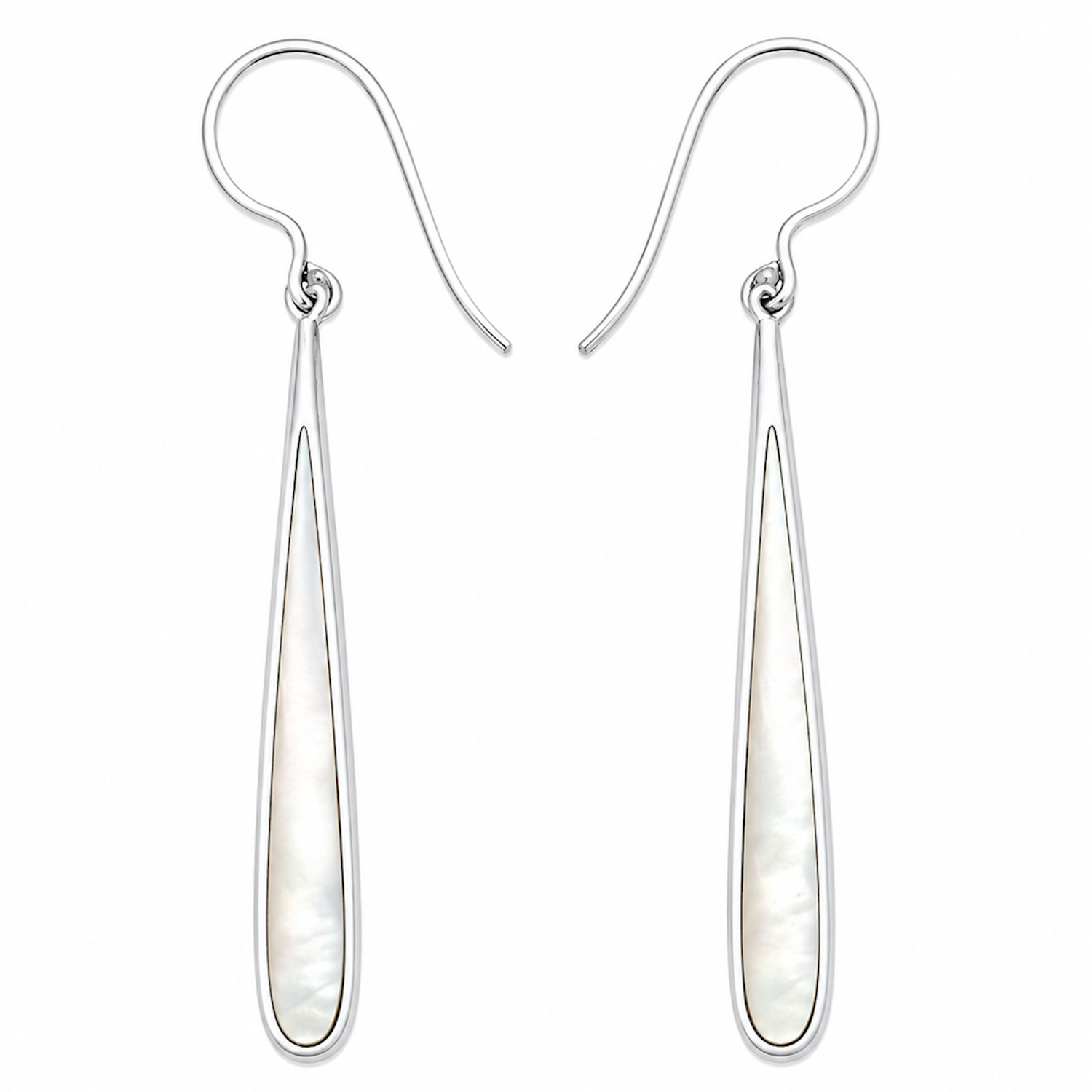 Fashion 24041-SP<br>ACOMO FASHION earring long drop white shell - SILVER PLATED over brass - Image 1