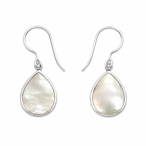 Fashion 24046-SP<br>ACOMO FASHION earring MOP teardrop w/ lentil setting - SILVER PLATED over brass