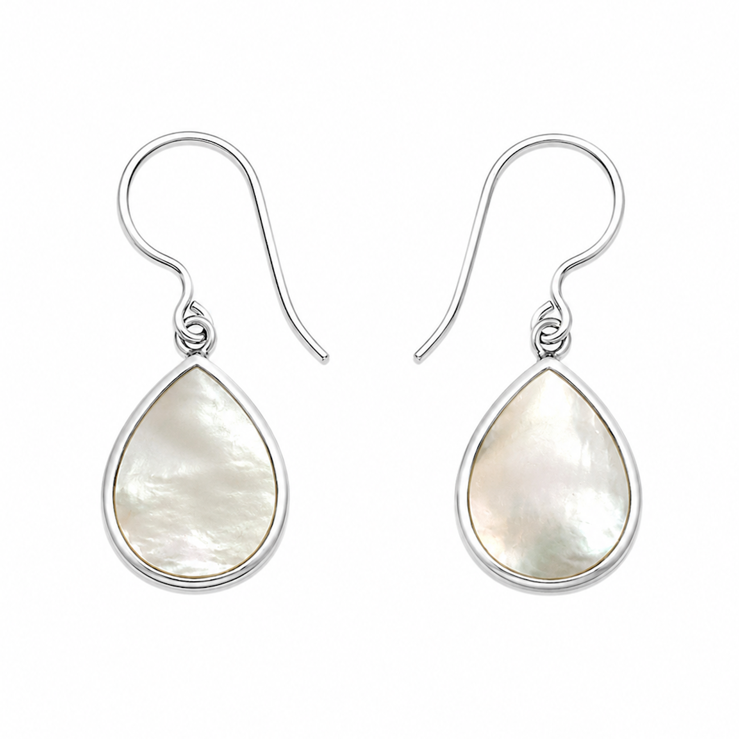 Fashion 24046-SP<br>ACOMO FASHION earring MOP teardrop w/ lentil setting - SILVER PLATED over brass - Image 1