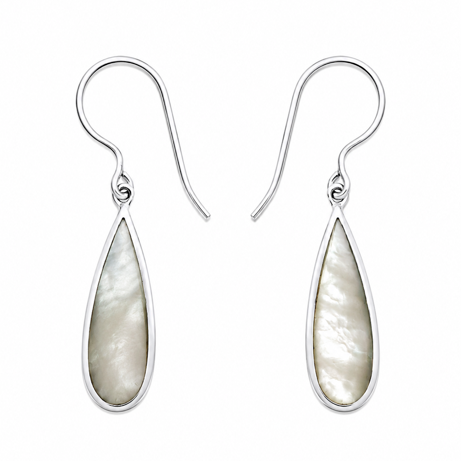 Fashion 24049-SP<br>ACOMO FASHION earring MOP long teardrop - SILVER PLATED over brass - Image 1