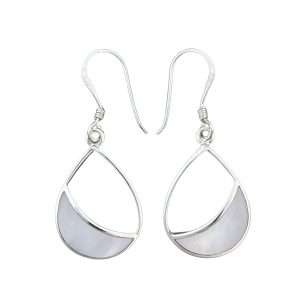 Close-Out-24055 <br> earring half filled teardrop MOP
