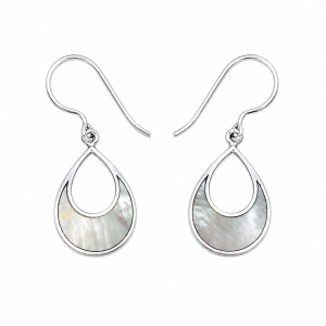 Fashion 25447-SP<br>ACOMO FASHION earring open teardrop white MOP - SILVER PLATED over brass