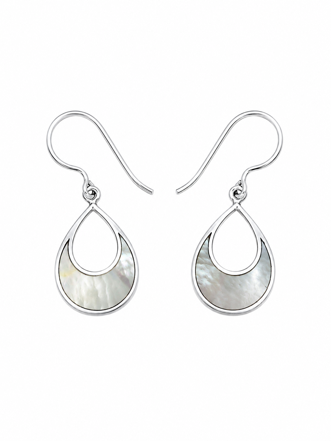 Fashion 25447-SP<br>ACOMO FASHION earring open teardrop white MOP - SILVER PLATED over brass - Image 1