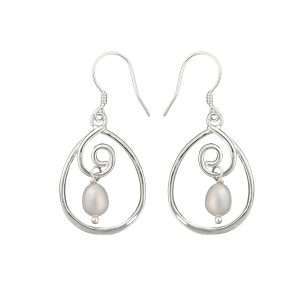 Close-Out-26178 <br> earring w/ swirl and 7mm shell pearl