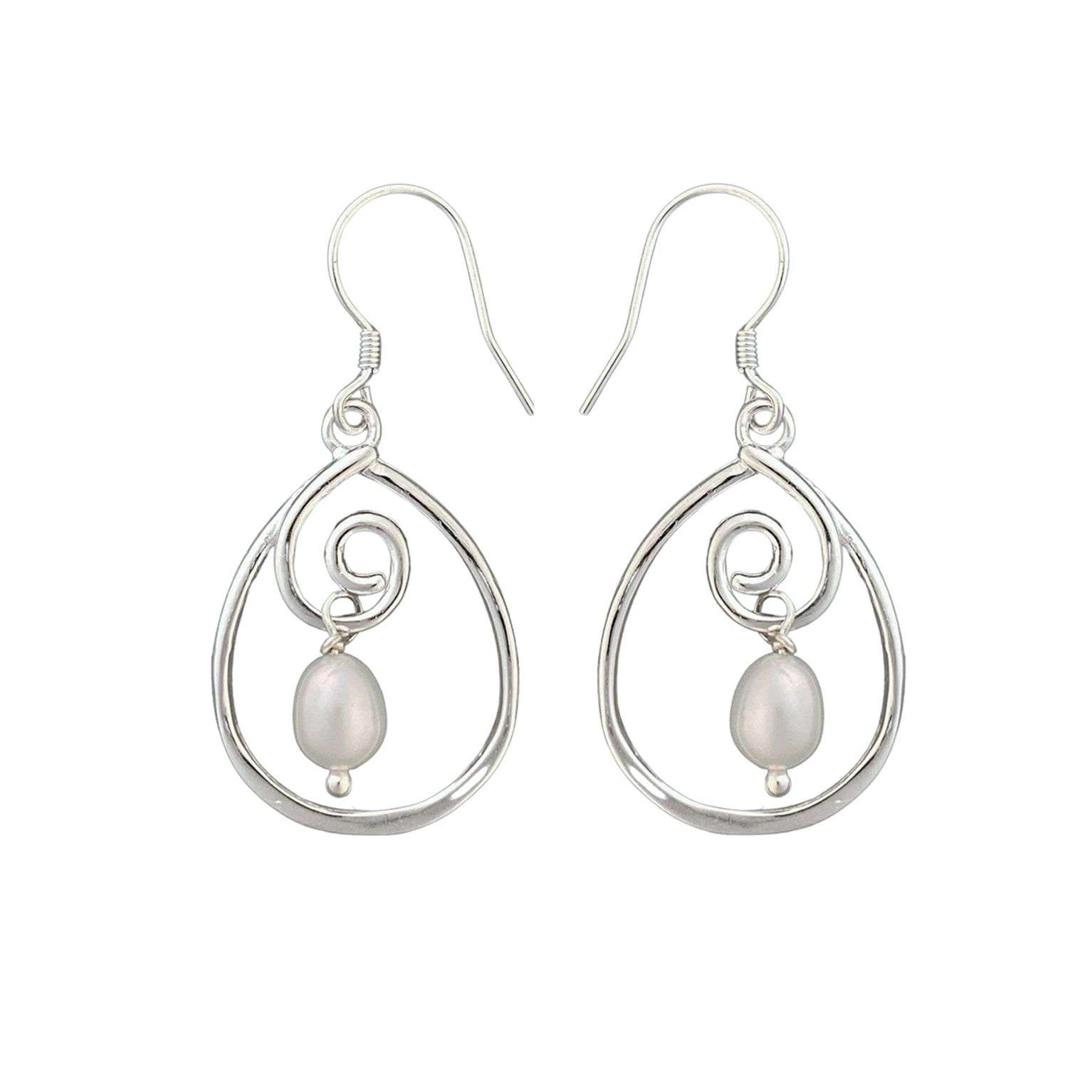 Close-Out-26178 <br> earring w/ swirl and 7mm shell pearl - Image 1