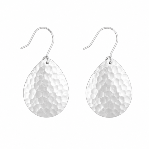 Fashion 26767-SP<br>ACOMO FASHION earring hammered teardrop - SILVER PLATED over brass