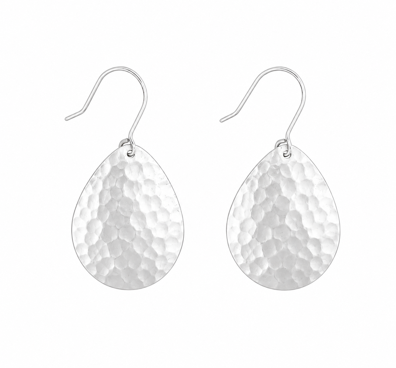 Fashion 26767-SP<br>ACOMO FASHION earring hammered teardrop - SILVER PLATED over brass - Image 1
