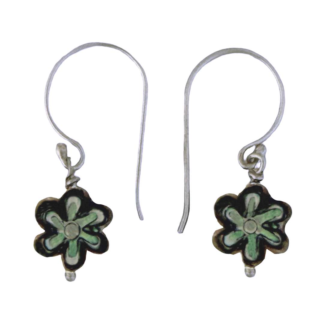 27404<br>earring ABALONE MOP carved flower 9mm rd - Image 1