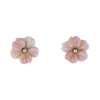 27408<br>ear stud pink CONCH carved flower 8mm rd - Thumbnail Image 1