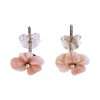 27408<br>ear stud pink CONCH carved flower 8mm rd - Thumbnail Image 3