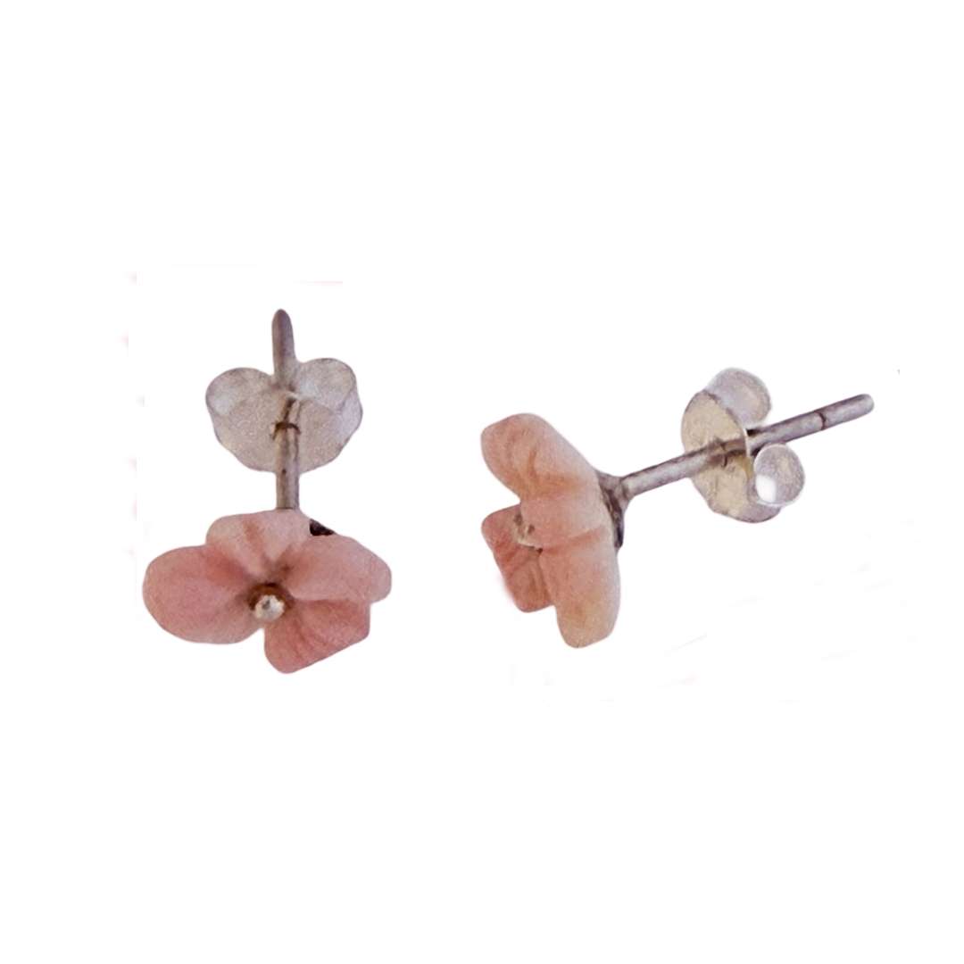 27408<br>ear stud pink CONCH carved flower 8mm rd - Image 2