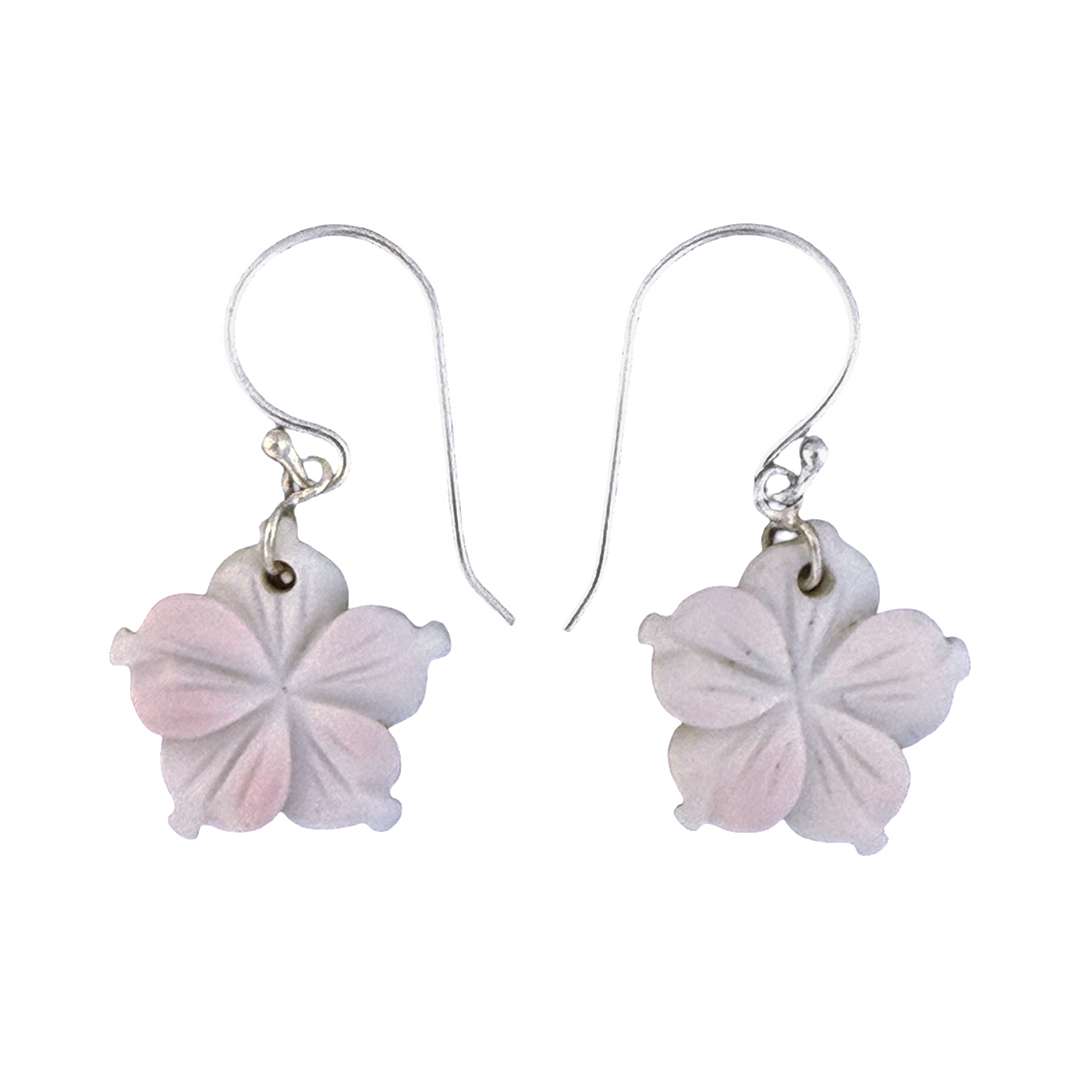 27416<br>earring pink CONCH carved flower bead 15mm - Image 1