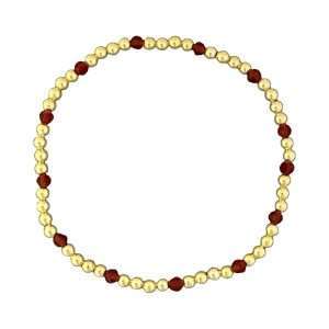 Fashion 404029<br>Fashion bracelet 3mm 18K goldplated brass beads w/ faceted crystal beads - set of 6 - garnet red