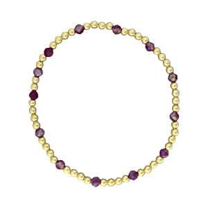 Fashion 404030<br>Fashion bracelet 3mm 18K goldplated brass w/faceted crystal beads - set of 6 - dark purple