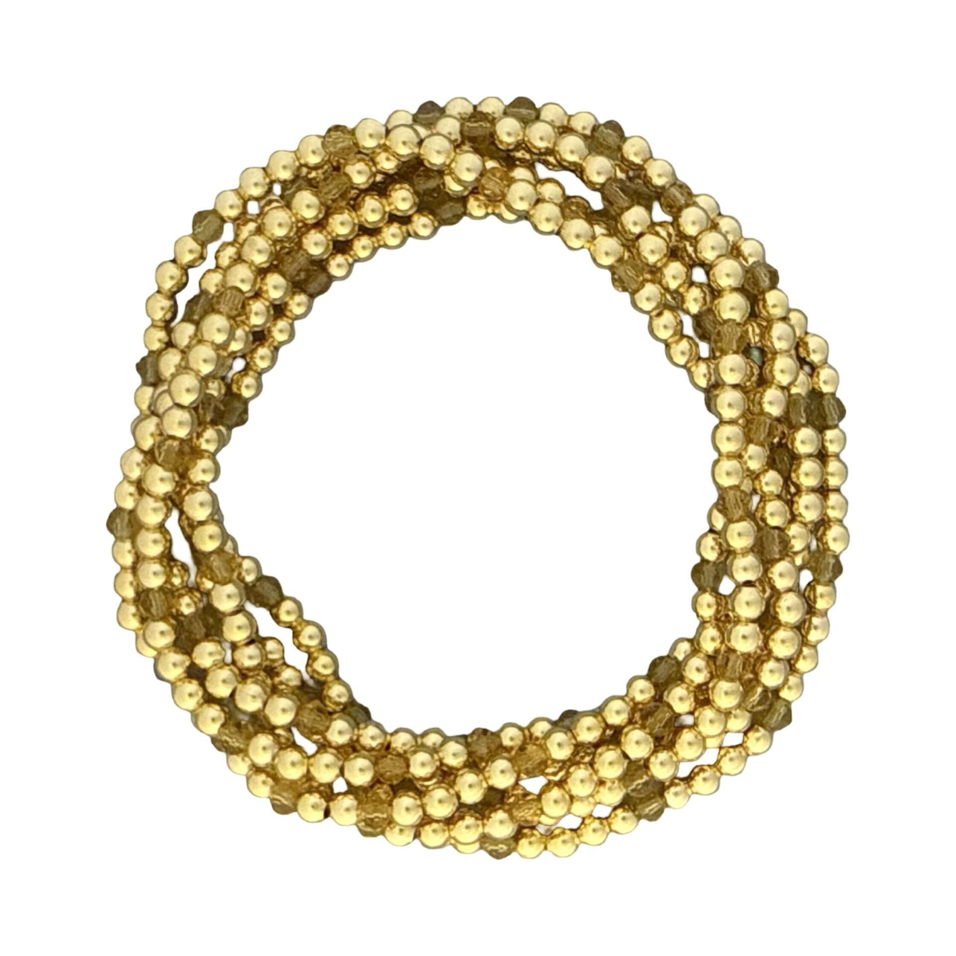 Fashion 404037<br>Fashion bracelet 3mm 18K gold plated brass w/faceted crystal beads - set of 6 -citrine - Image 2