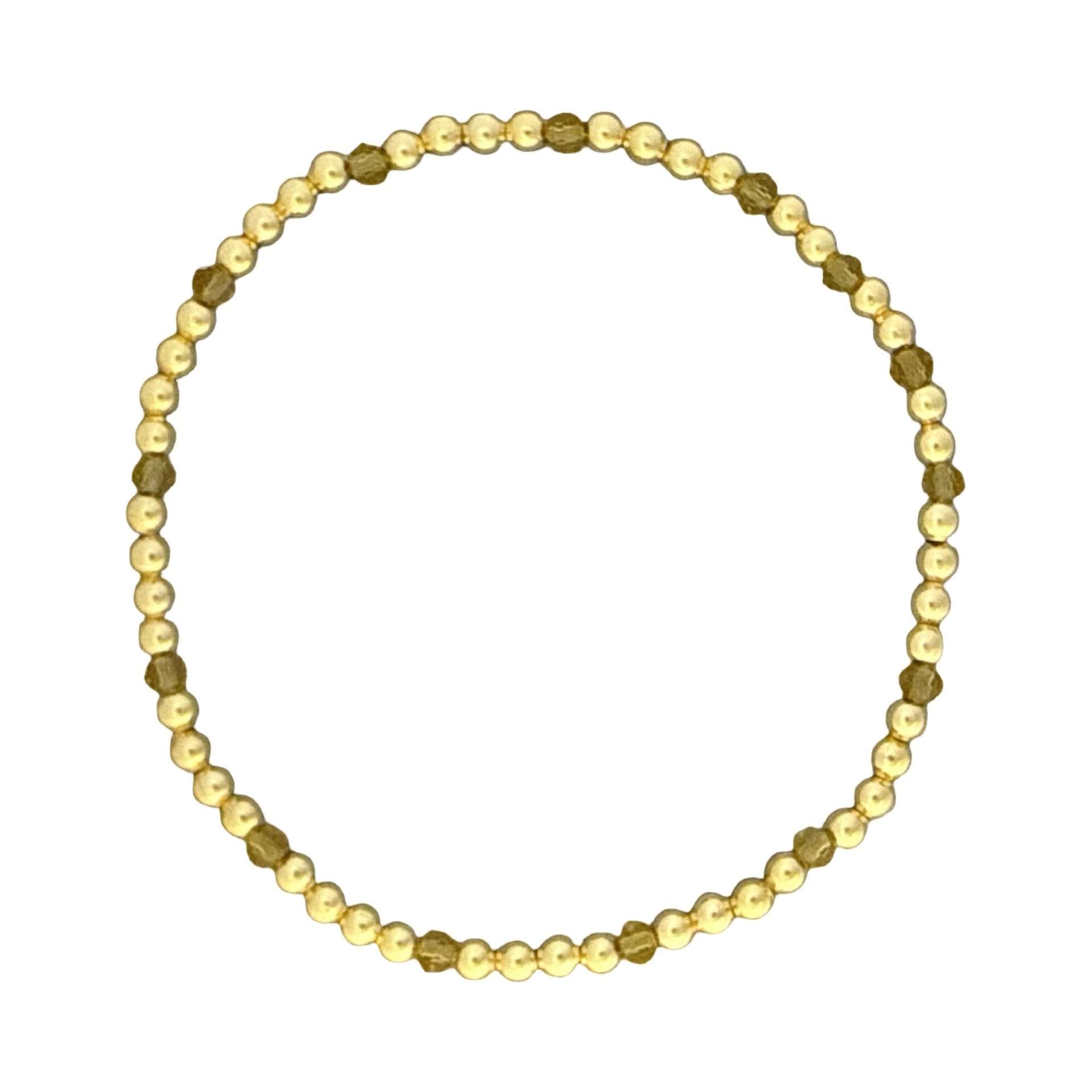 Fashion 404037<br>Fashion bracelet 3mm 18K gold plated brass w/faceted crystal beads - set of 6 -citrine - Image 1