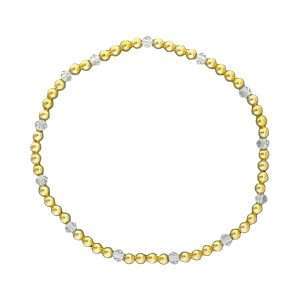 Fashion 404039<br>Fashion bracelet 3mm goldplated brass w/faceted colored beads - set of 6 - clear