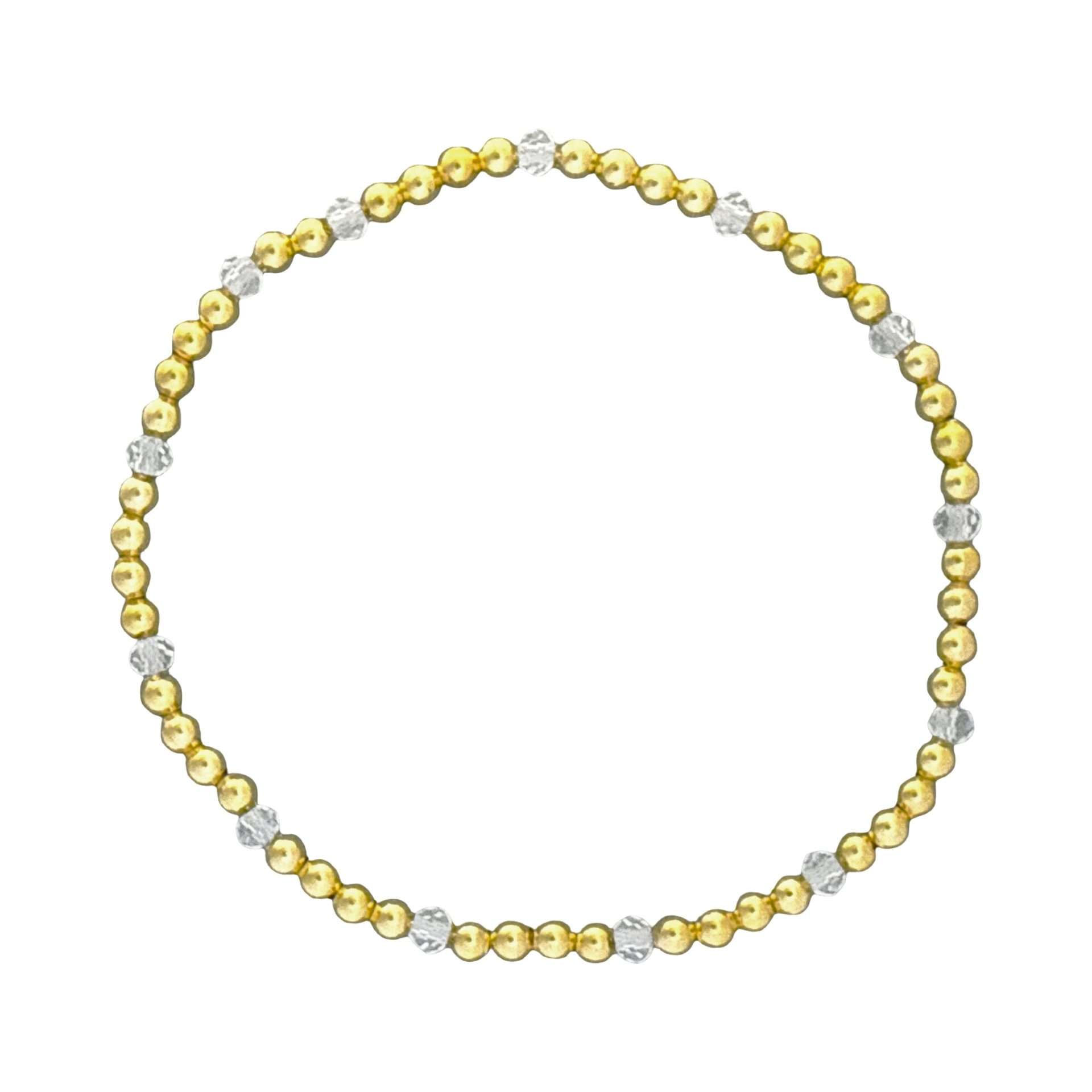 Fashion 404039<br>Fashion bracelet 3mm goldplated brass w/faceted colored beads - set of 6 - clear - Image 1