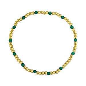 Fashion 404040<br>Fashion bracelet 3mm goldplated brass w/faceted colored beads - set of 6 - green