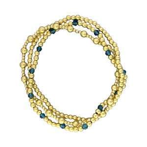 Fashion 404076<br>Fashion bracelet 3mm 18K goldplated brass w/faceted crystal beads - set of 3 - gold-teal-gold