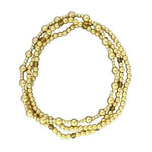 Fashion 404077<br>Fashion bracelet 3mm 18K goldplated brass w/faceted crystal beads - set of 3 - gold-citrine-gold
