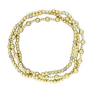 Fashion 404079<br>Fashion bracelet 3mm 18K goldplated brass w/faceted crystal beads - set of 3 - gold-clear-gold