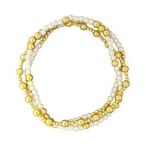 Fashion 404093<br>Fashion bracelet 18K gold plated brass w/ pearls (5+3+1 & 6+6 & 11+1) - set of 3