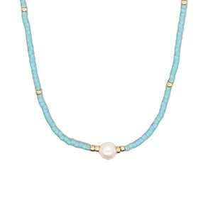 Fashion 405101<br>Fashion necklace TQ w/ pearl 16"+2" ext. - set of 2