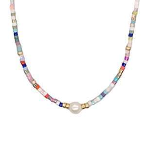 Fashion 405102<br>Fashion necklace multicolor rwb 16"+2" ext - set of 2