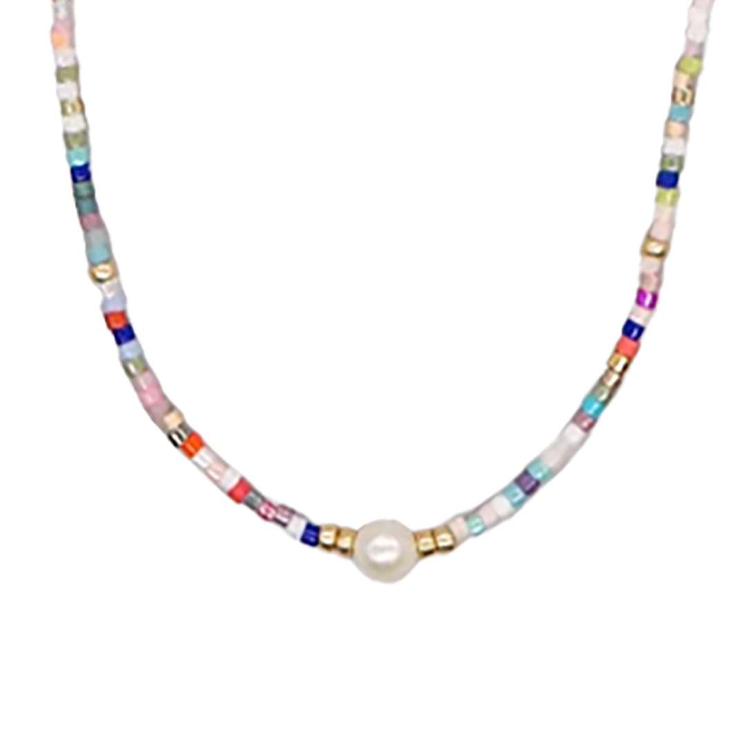Fashion 405102<br>Fashion necklace multicolor rwb 16"+2" ext - set of 2 - Image 1