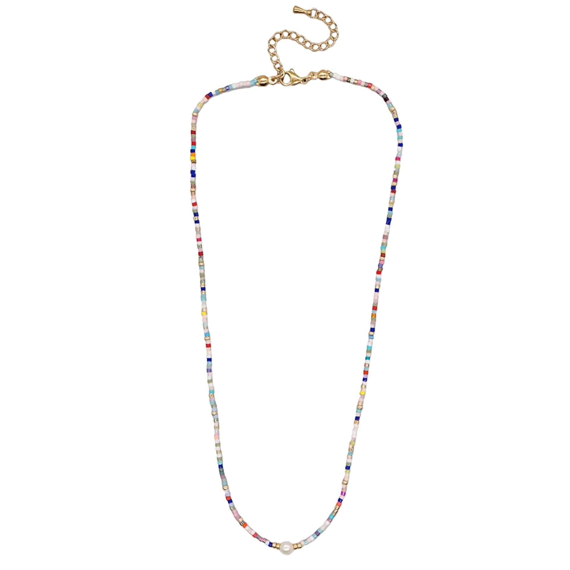 Fashion 405102<br>Fashion necklace multicolor rwb 16"+2" ext - set of 2 - Image 4