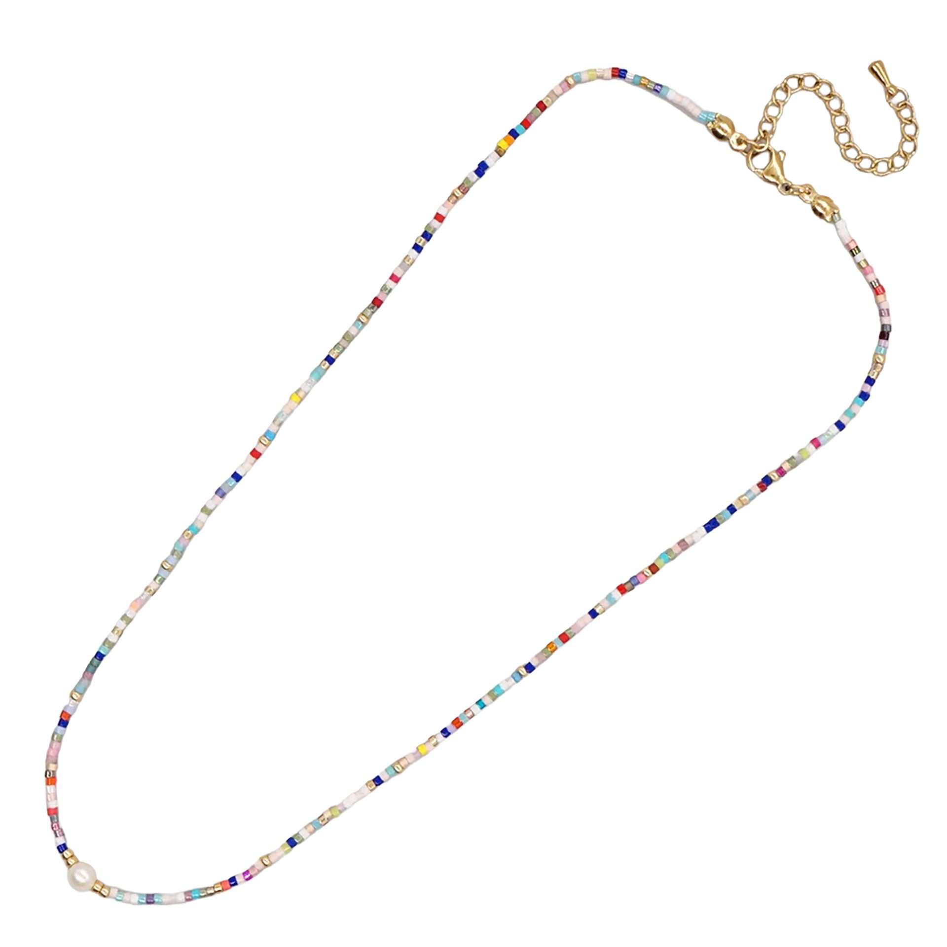 Fashion 405102<br>Fashion necklace multicolor rwb 16"+2" ext - set of 2 - Image 2