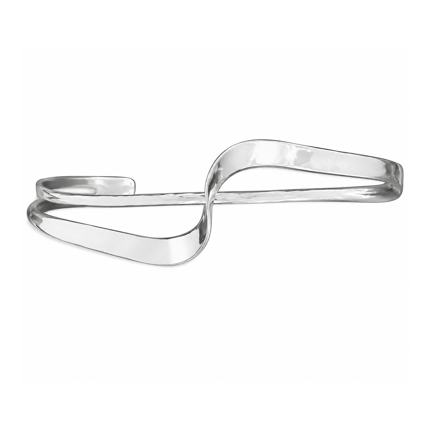 Fashion 42860-SP<br>ACOMO FASHION cuff 2 wires twist, hammered- SILVER PLATED over brass - Image 1
