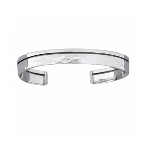 Fashion 43401-SP<br>ACOMO FASHION cuff thin plain & wide hammered bar - SILVER PLATED over brass