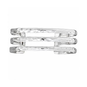 Fashion 43403-SP<br>ACOMO FASHION cuff 3 straight hammered bars - SILVER PLATED over brass