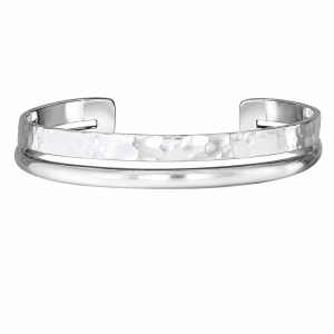 Fashion 43469-SP<br>ACOMO FASHION cuff hammered + plain parallel bars - SILVER PLATED over brass