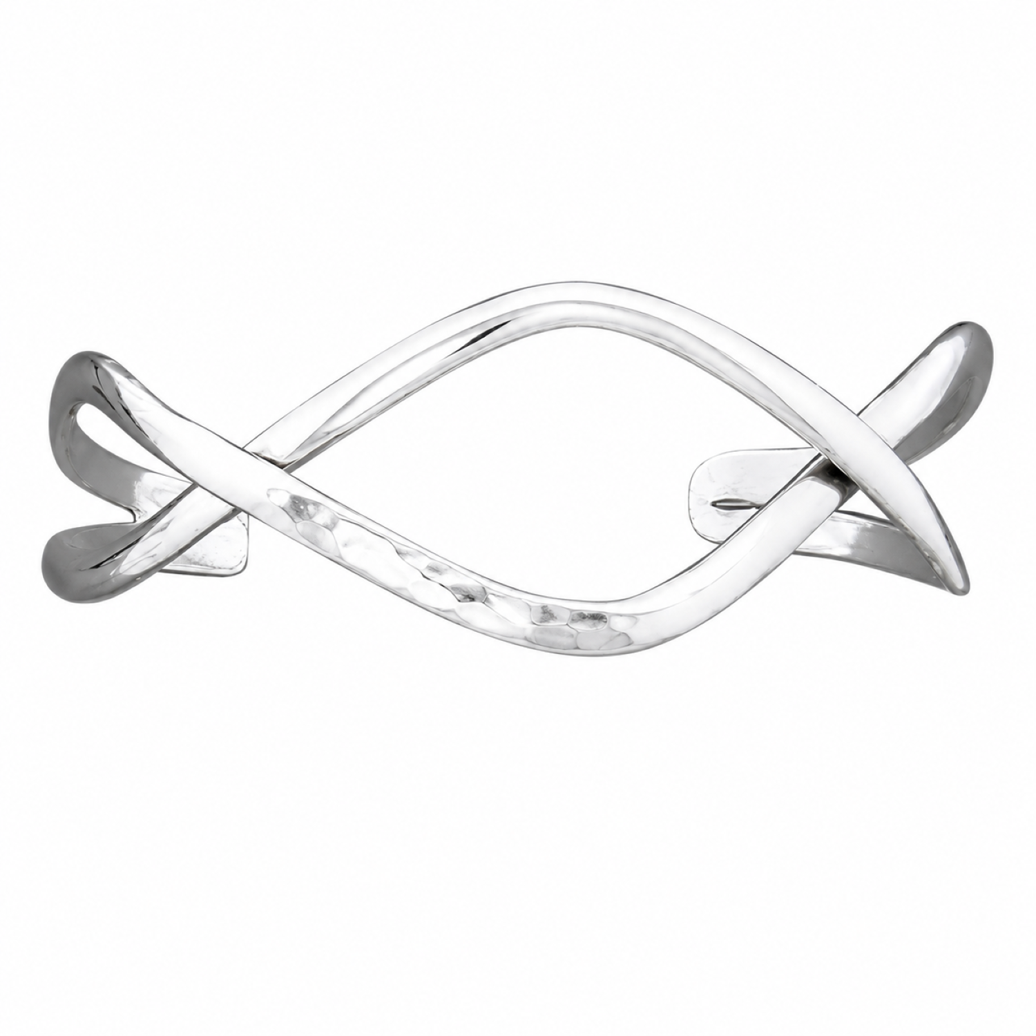 Fashion 43480-SP<br>ACOMO FASHION cuff 2 branches double cross w/ 1 hammered - SILVER PLATED over brass - Image 1