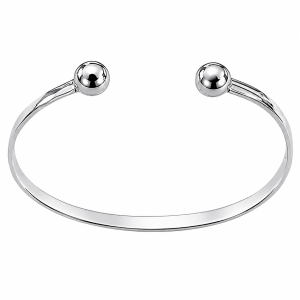 Fashion 43549-SP<br>ACOMO FASHION cuff HAMMERED bar w/ side beads - SILVER PLATED over brass