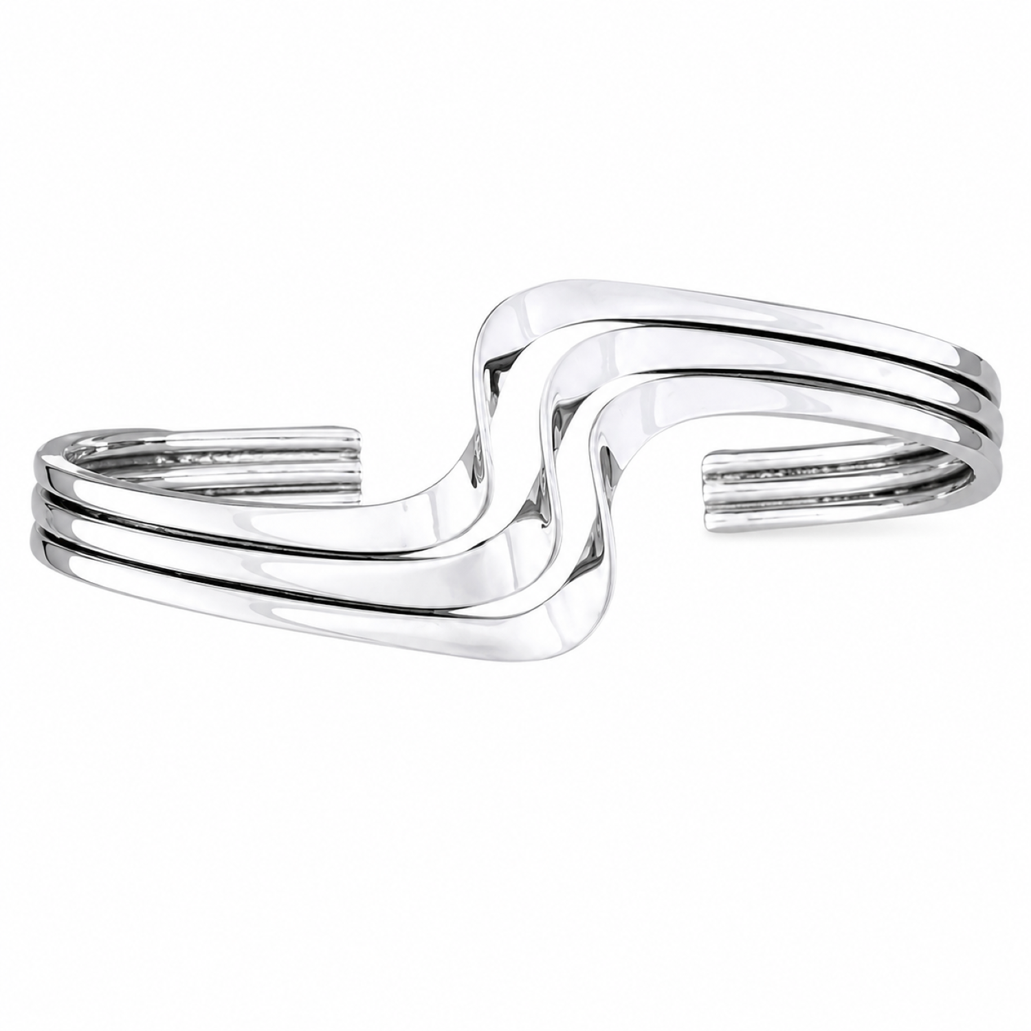 Fashion 43552-SP<br>ACOMO FASHION cuff 3 wire swirl - SILVER PLATED over brass - Image 1