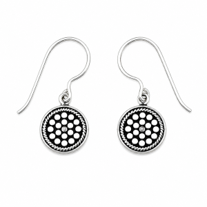 Fashion 82101-SP<br>LUNA FASHION earring 11mm rd w/ dots & twisted wire - SILVER PLATED over brass