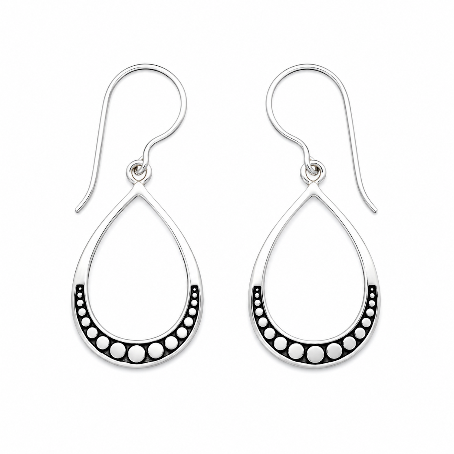 Fashion 82106-SP<br>LUNA FASHION earring teardrop w/dots - SILVER PLATED over brass - Image 1