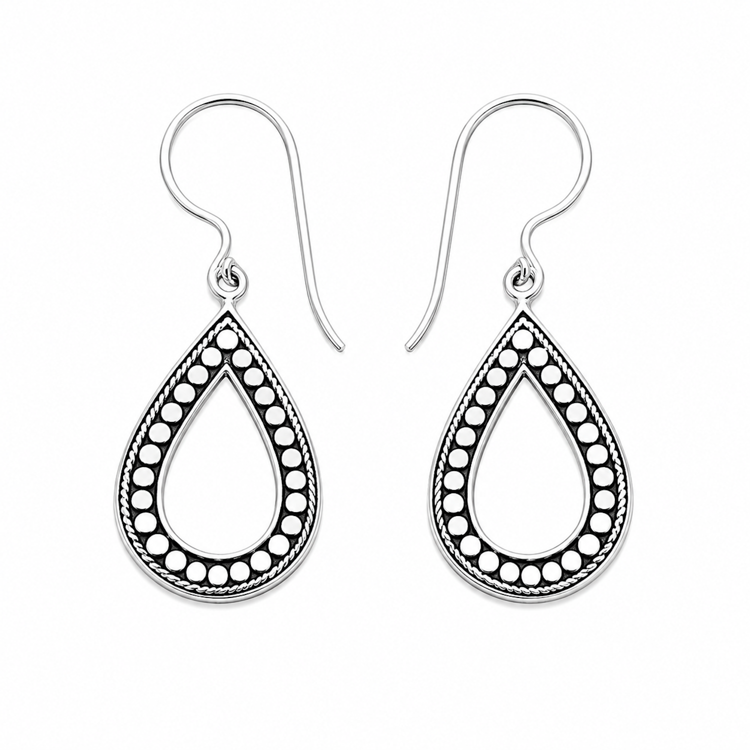 Fashion 82108-SP<br>LUNA FASHION earring teardrop w/ dots around - SILVER PLATED over brass - Image 1