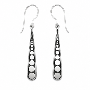 Fashion 82109-SP<br>LUNA FASHION earring long drop w/ dots - SILVER PLATED over brass