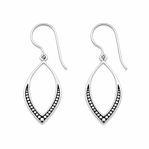 Fashion 82113-SP<br>LUNA FASHION earring thin, pointed oval with dots - SILVER PLATED over brass