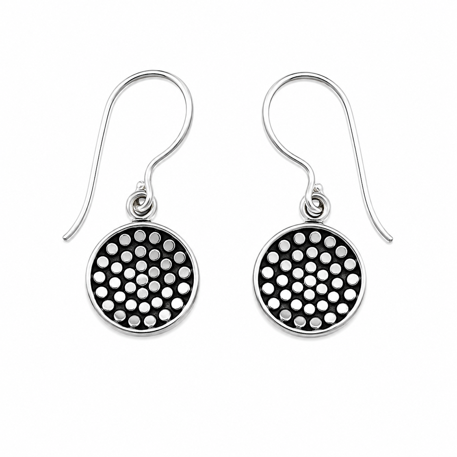 Fashion 82114-SP<br>LUNA FASHION earring 12mm round with dots - SILVER PLATED over brass - Image 1
