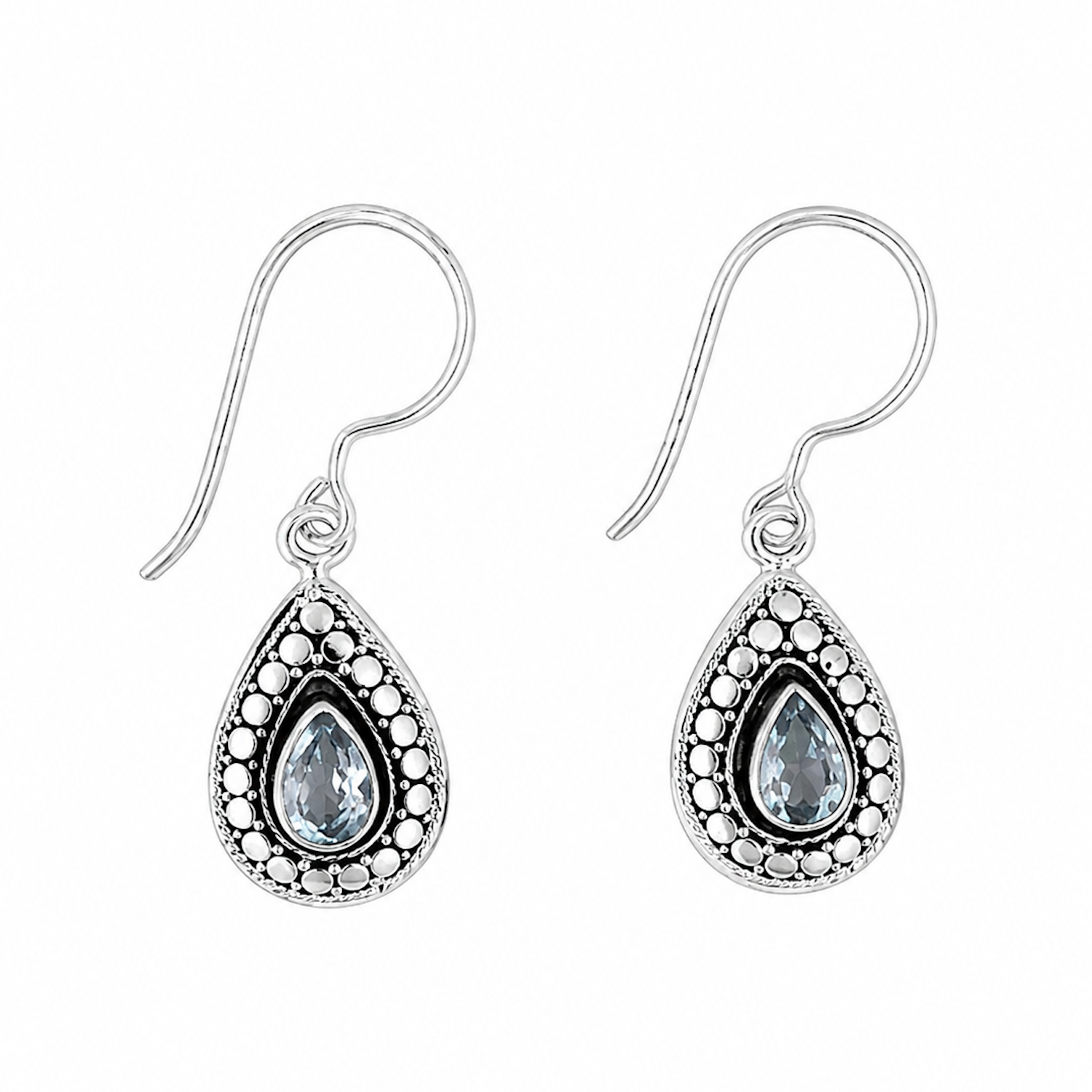 Fashion 82311-SP<br>LUNA FASHION earring teardrop gemstone in dot design teardrop - SILVER PLATED over brass - Image 4
